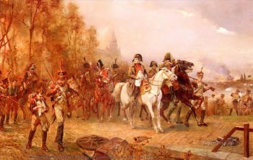 軍事戦争 Painting - ボロディーノの戦いでのナポレオンとその軍隊 ロバート・アレクサンダー・ヒリングフォードの歴史的な戦闘シーン 軍事戦争